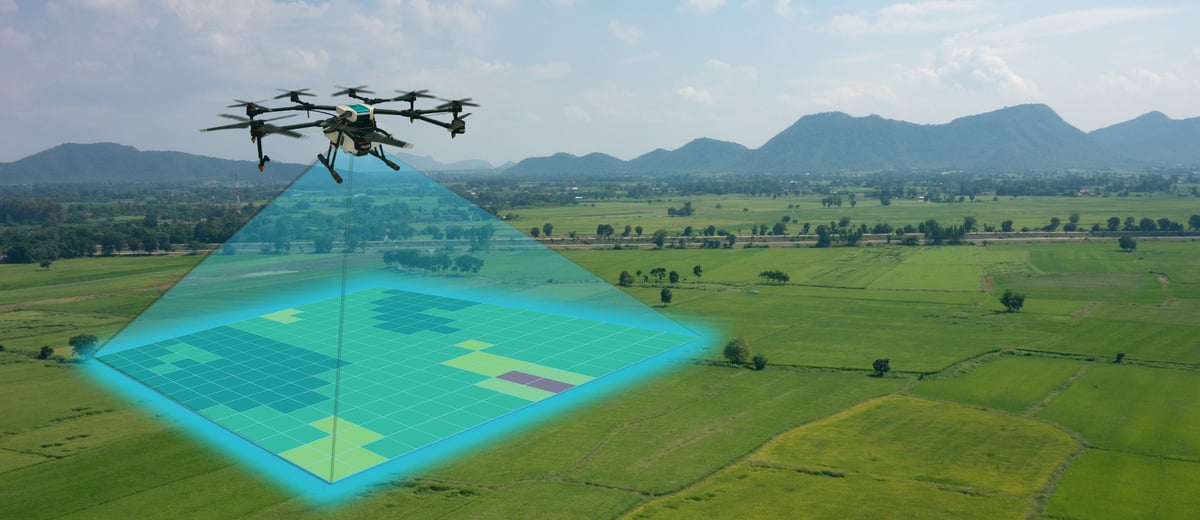 drone for agriculture, drone use for various fields like research analysis, safety,rescue, terrain scanning technology, monitoring soil hydration ,yield problem and send data to smart farmer on tablet